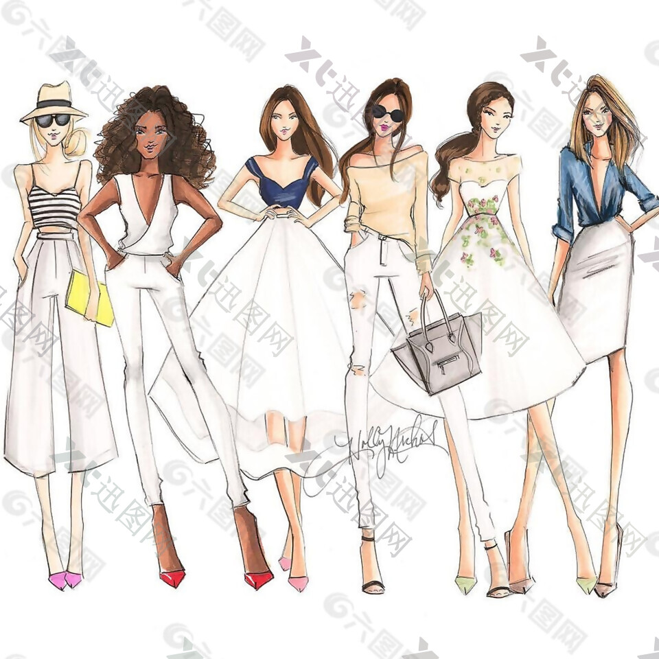 多款白色时尚女装设计图