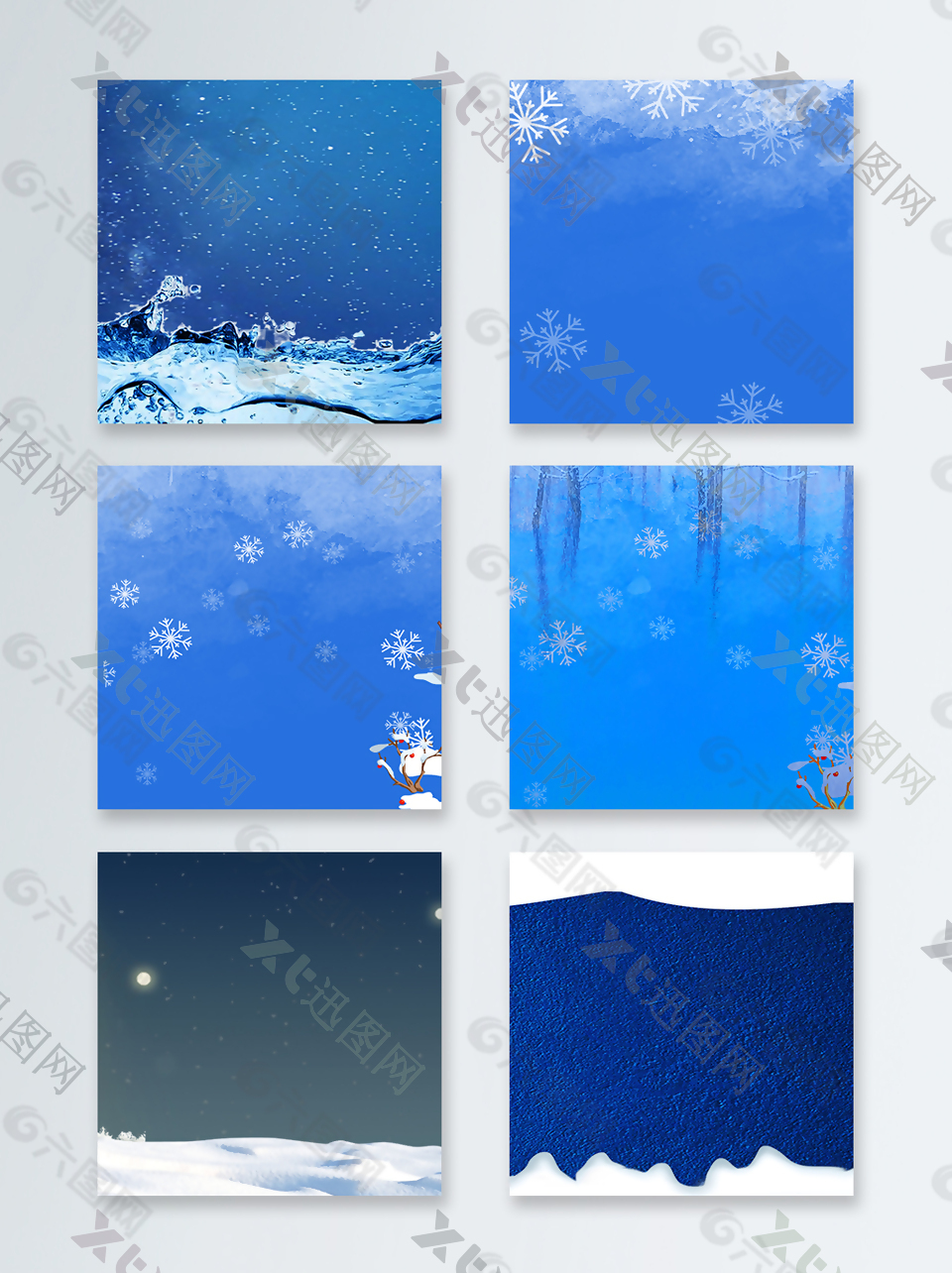 蓝色冬季雪雪花主图背景