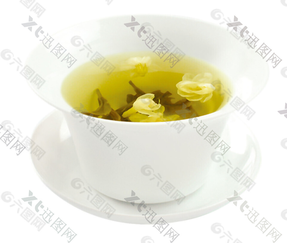雅致白色茶杯黄色茶水产品实物