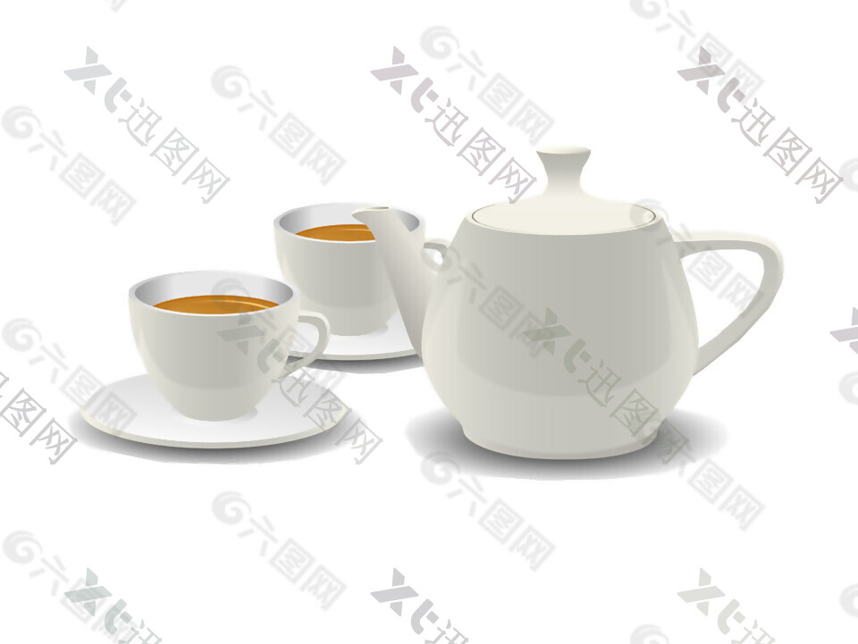 简约白色陶瓷茶具产品实物