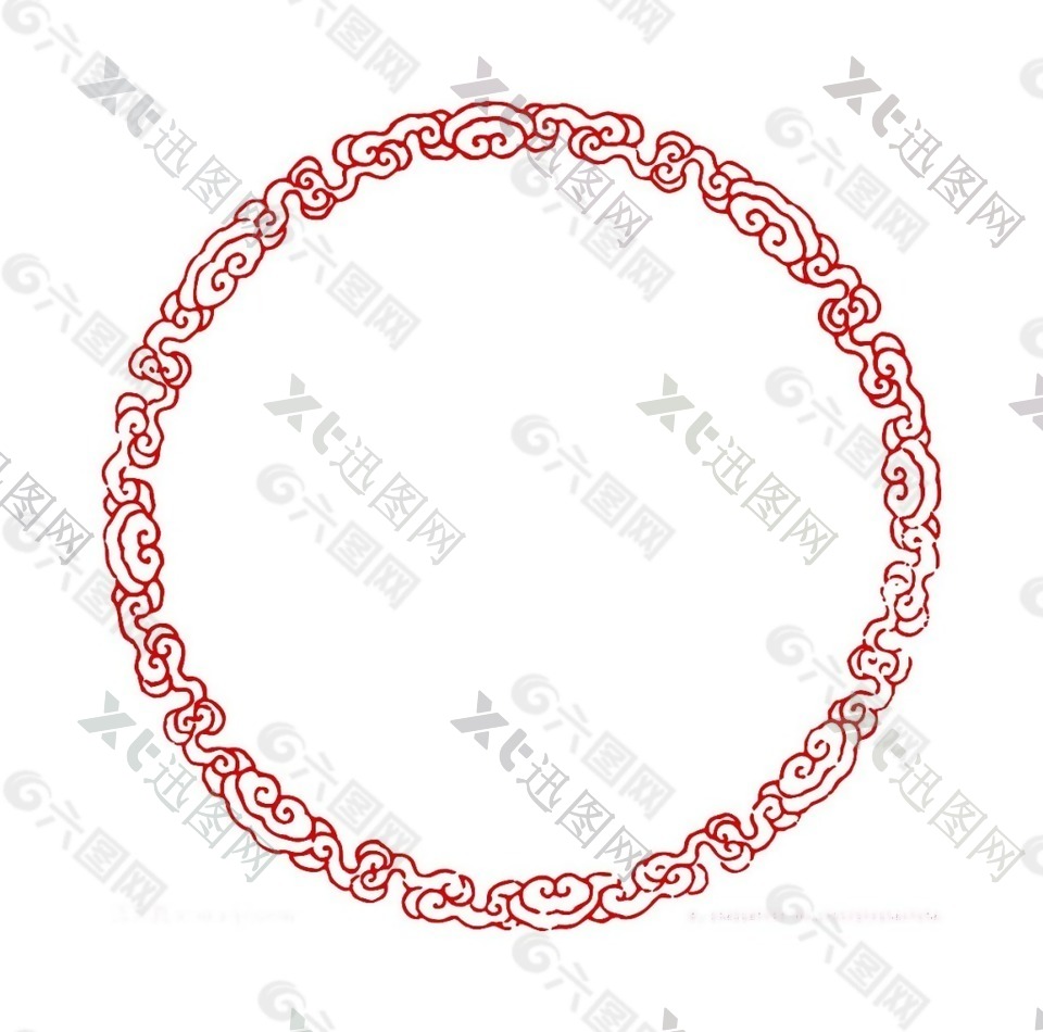创意红色花纹圆圈png元素