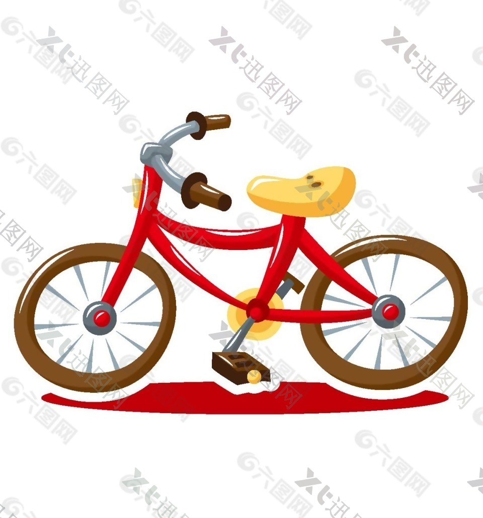 卡通红色儿童自行车png元素