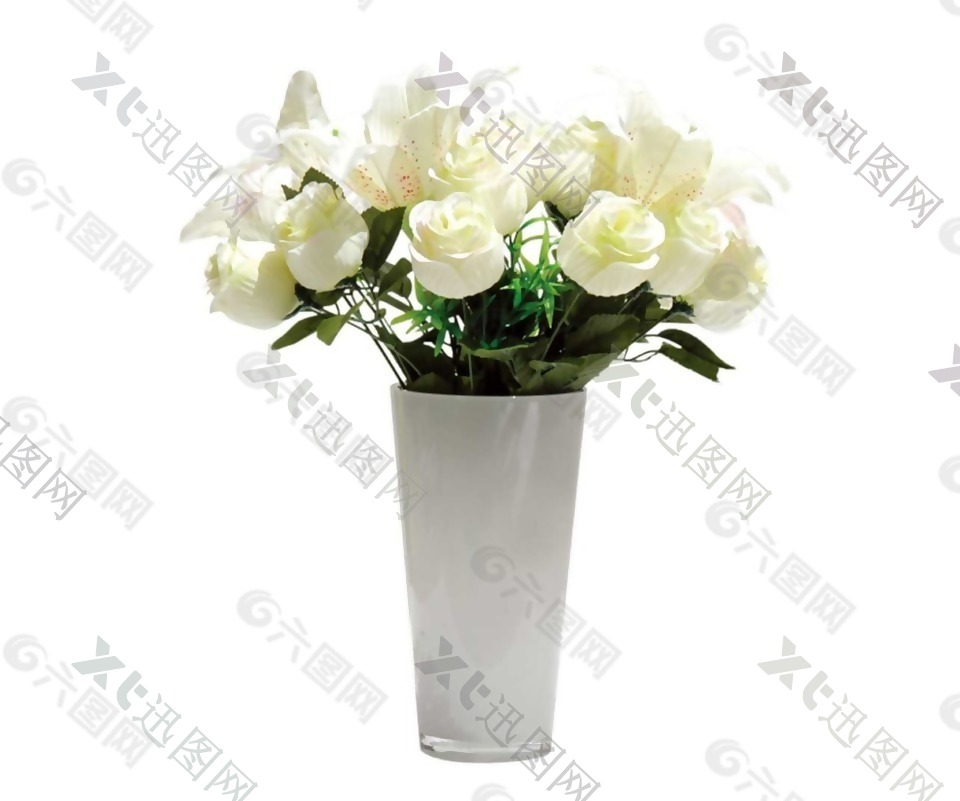 白色玫瑰花朵png元素