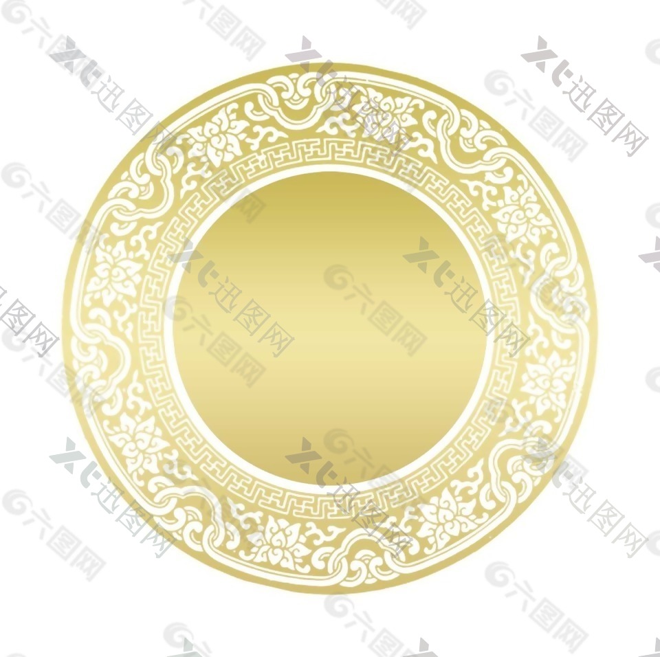 中国传统金色圆盘png元素