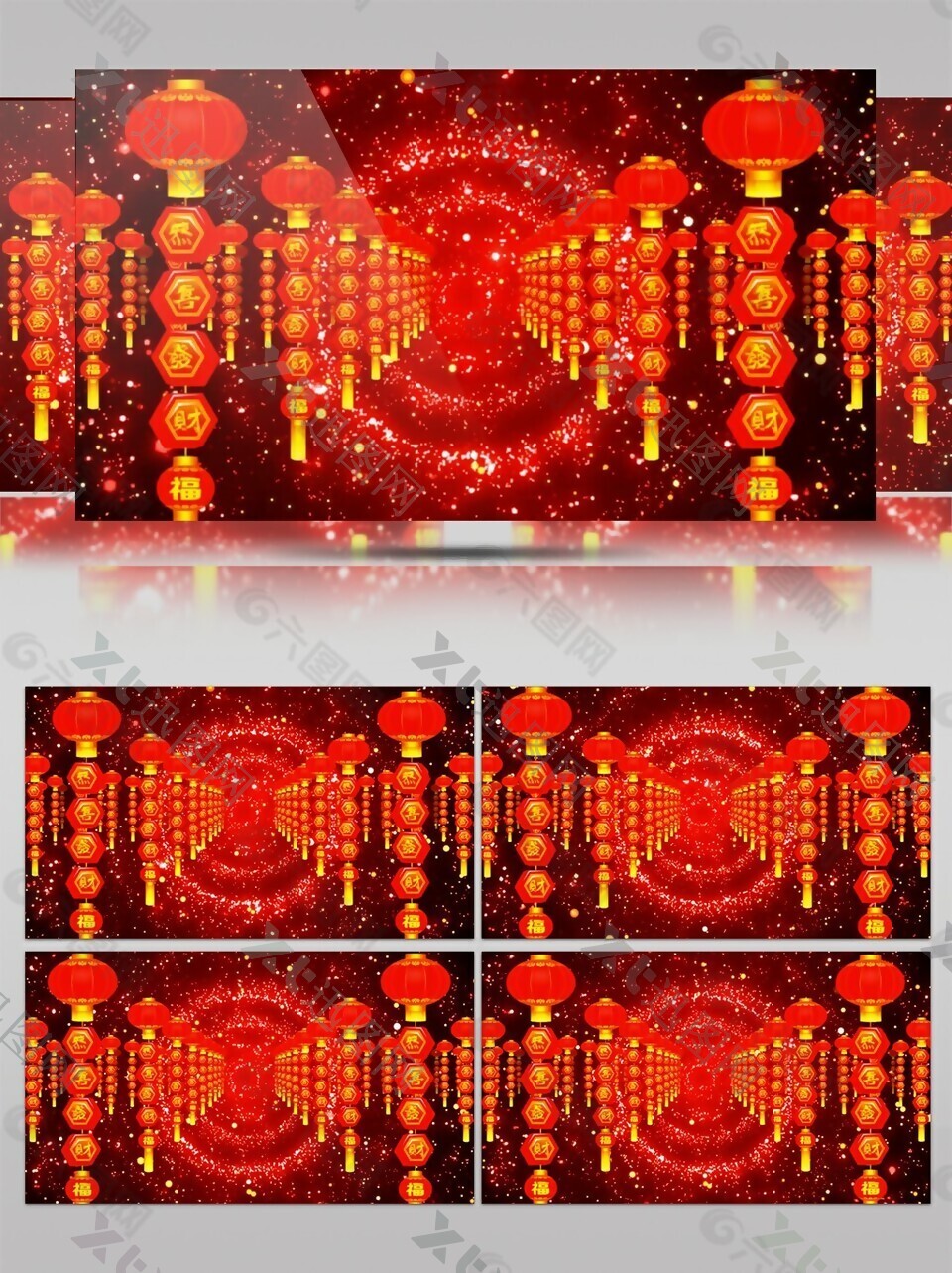 高清新年装饰大红灯笼视频素材
