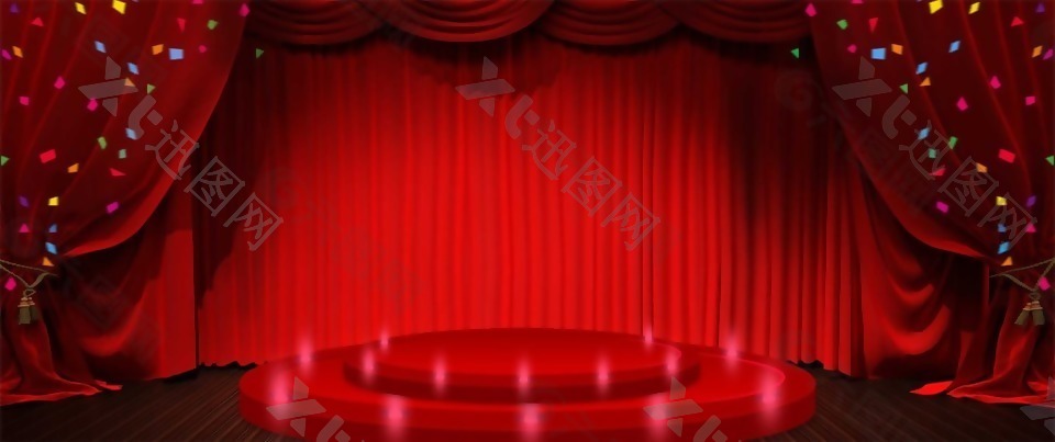 红色幕布舞台背景