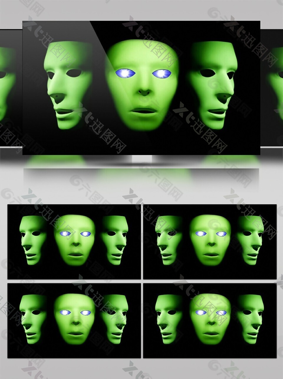 绿色搞笑人体头像高清视频素材