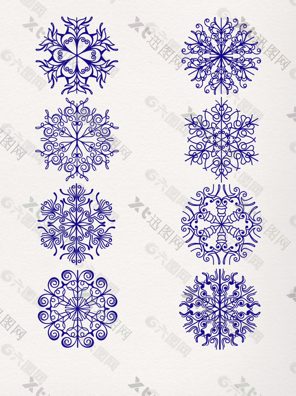 蓝色复古雪花装饰图案