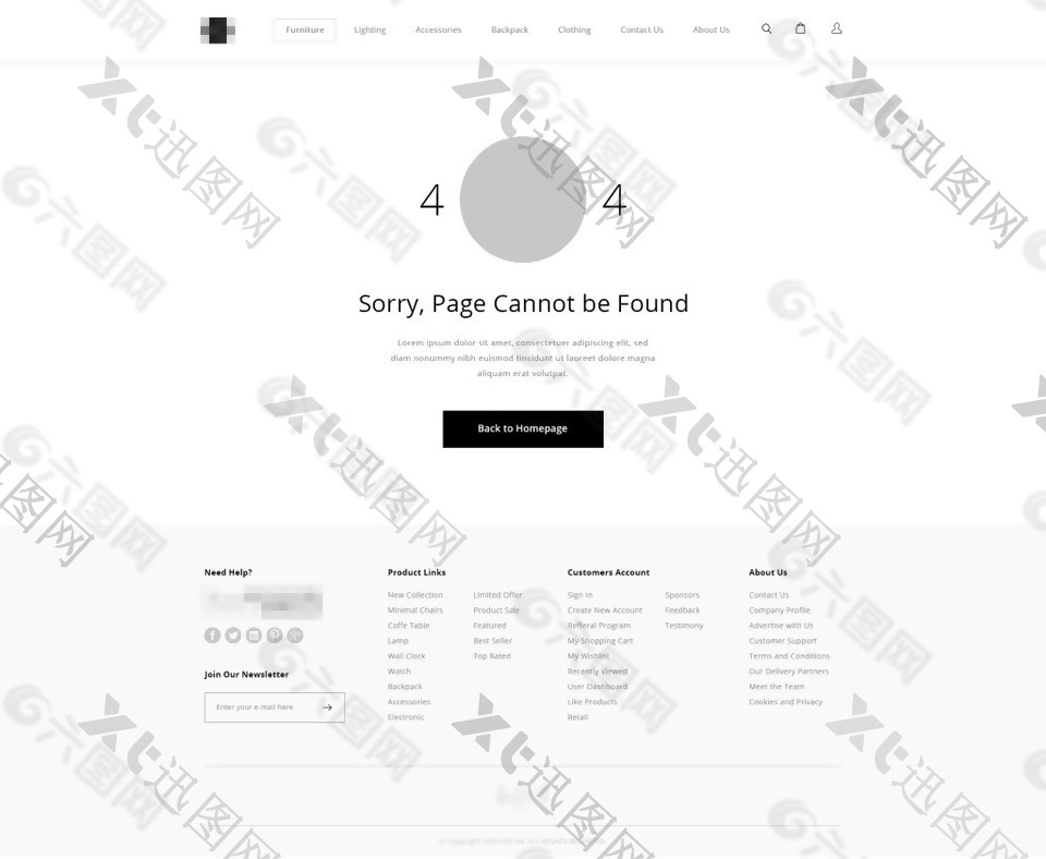 企业电子商务商城网站模板之404错误界面