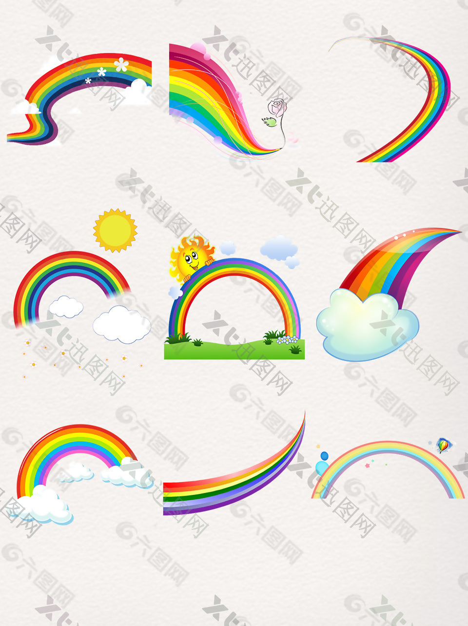 可爱卡通彩虹装饰元素