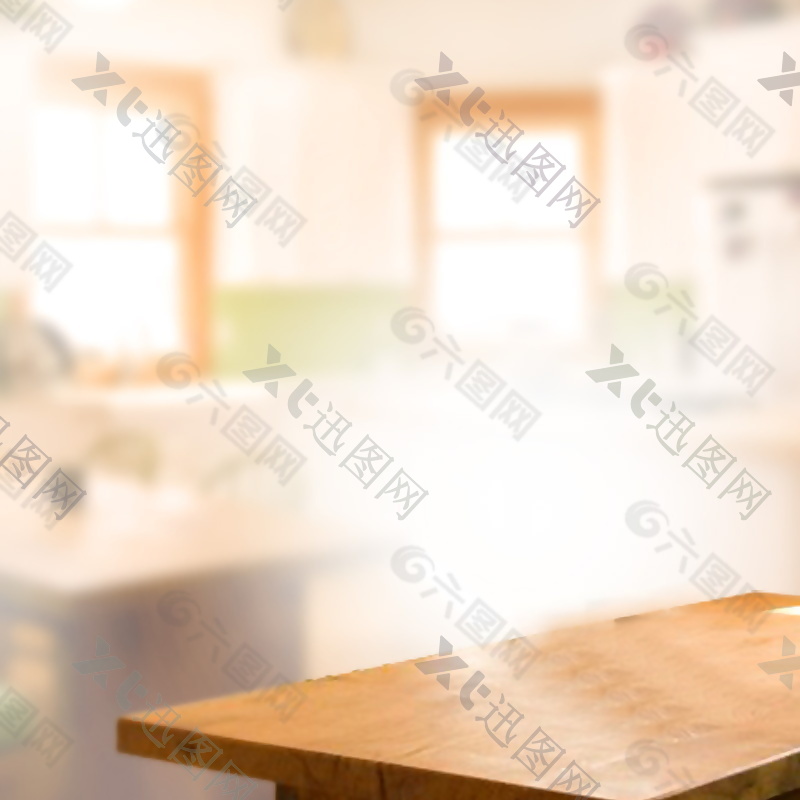现代木纹厨房背景主图