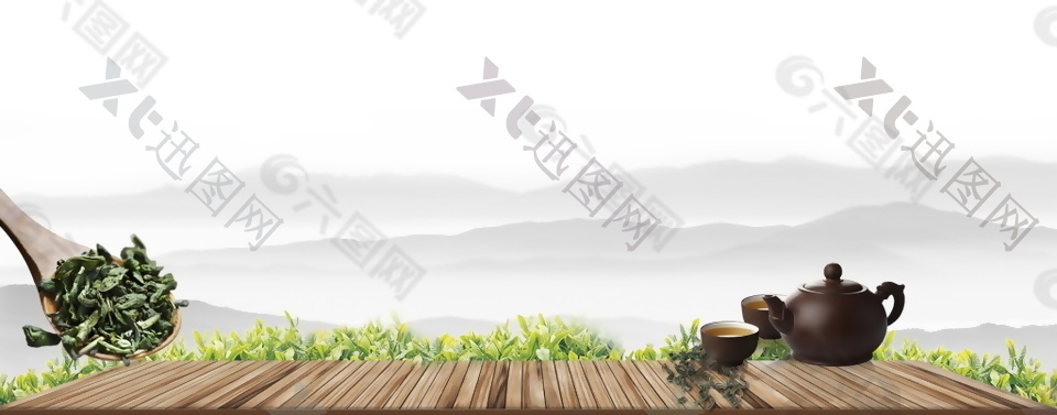 简约养生茶banner背景设计