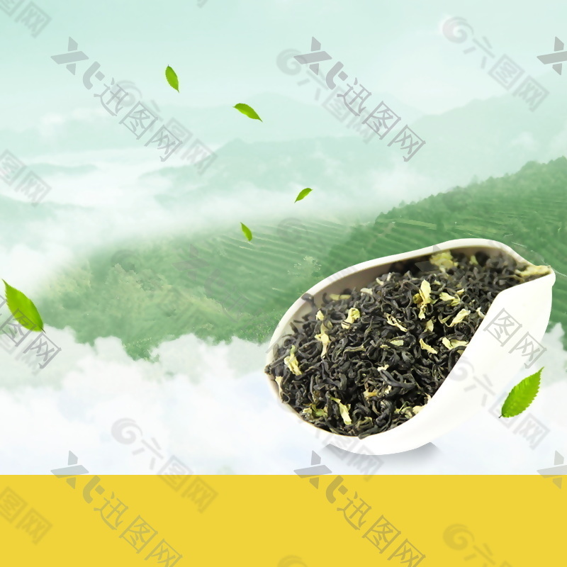 茶山文化茶叶背景主图设计