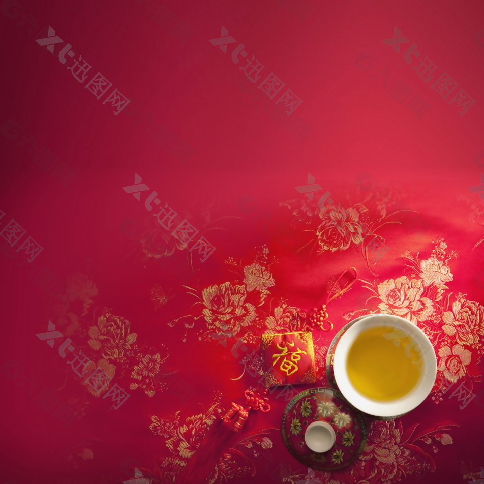 红色喜庆茶文化背景设计
