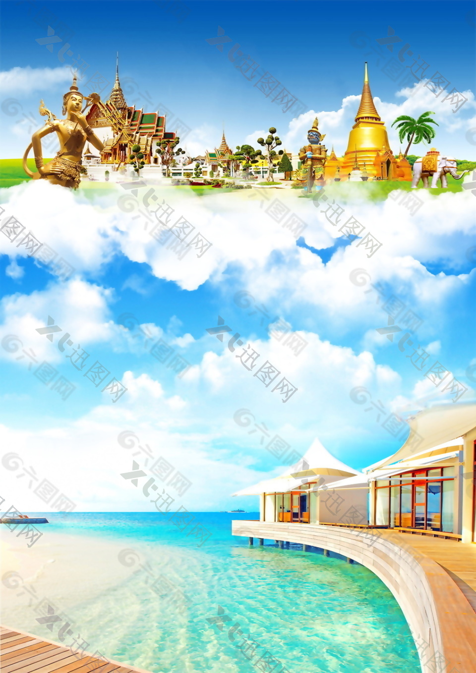 泰国印象旅游海报背景设计