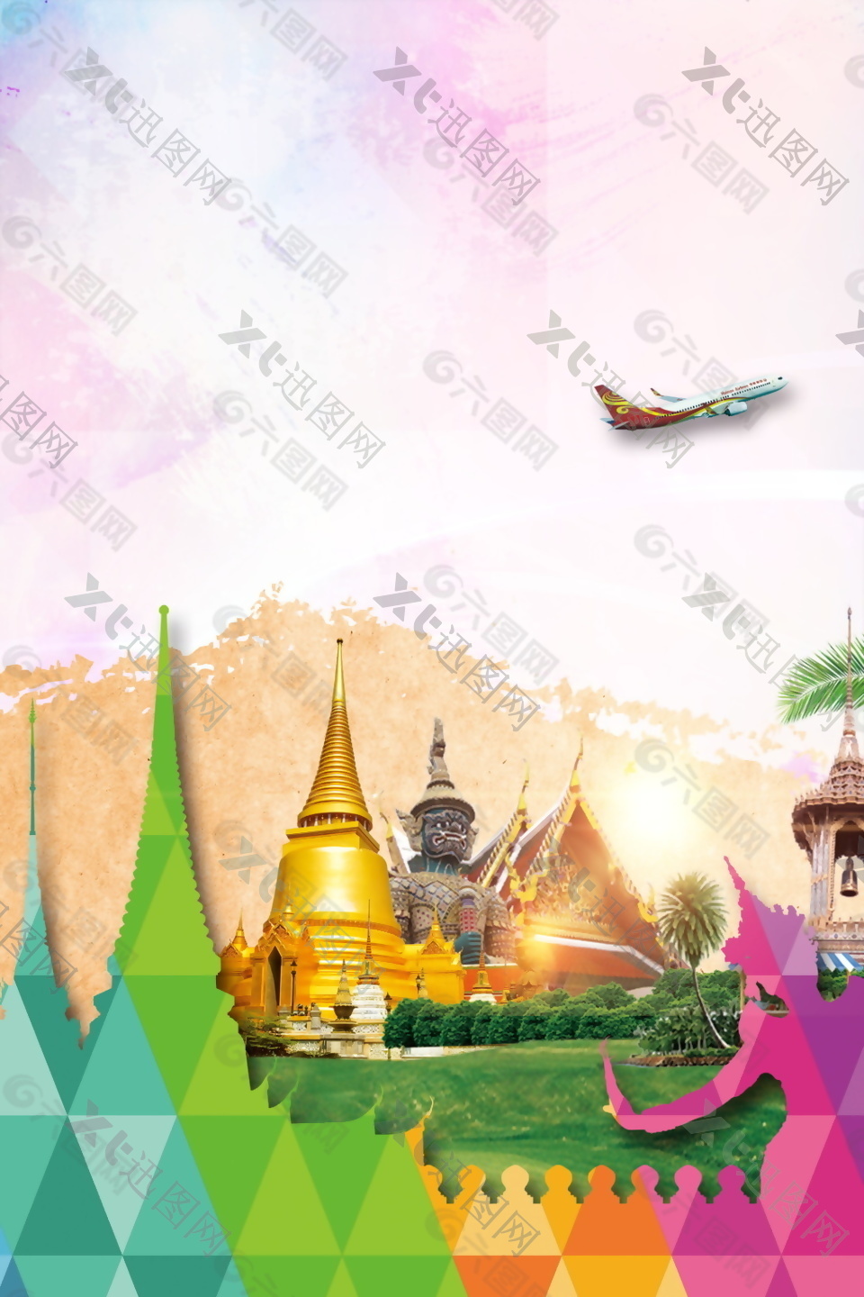 商业泰国旅游海报背景设计