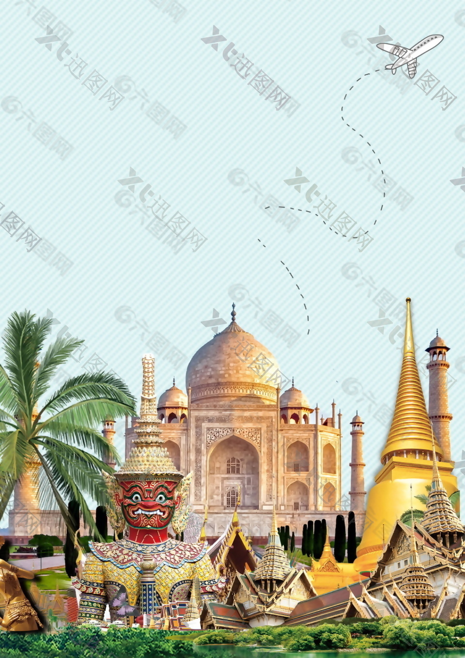 精美泰国皇宫旅游海报背景设计