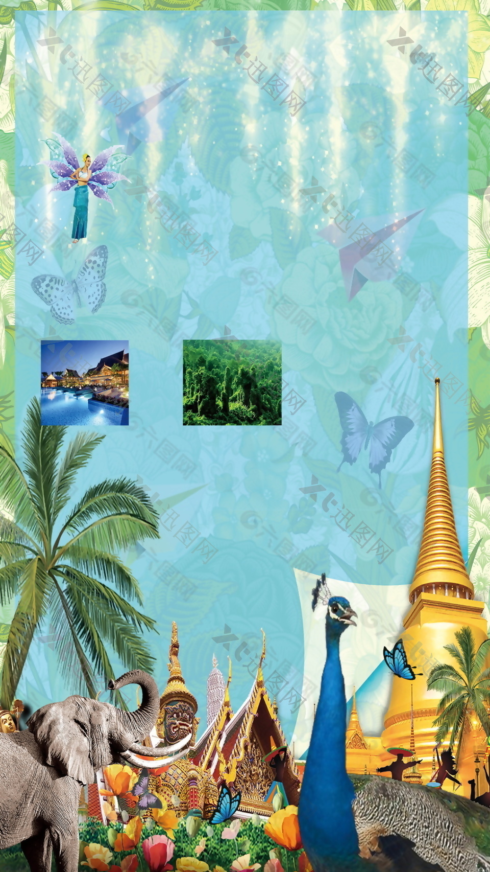 泰国大象动物海报背景设计
