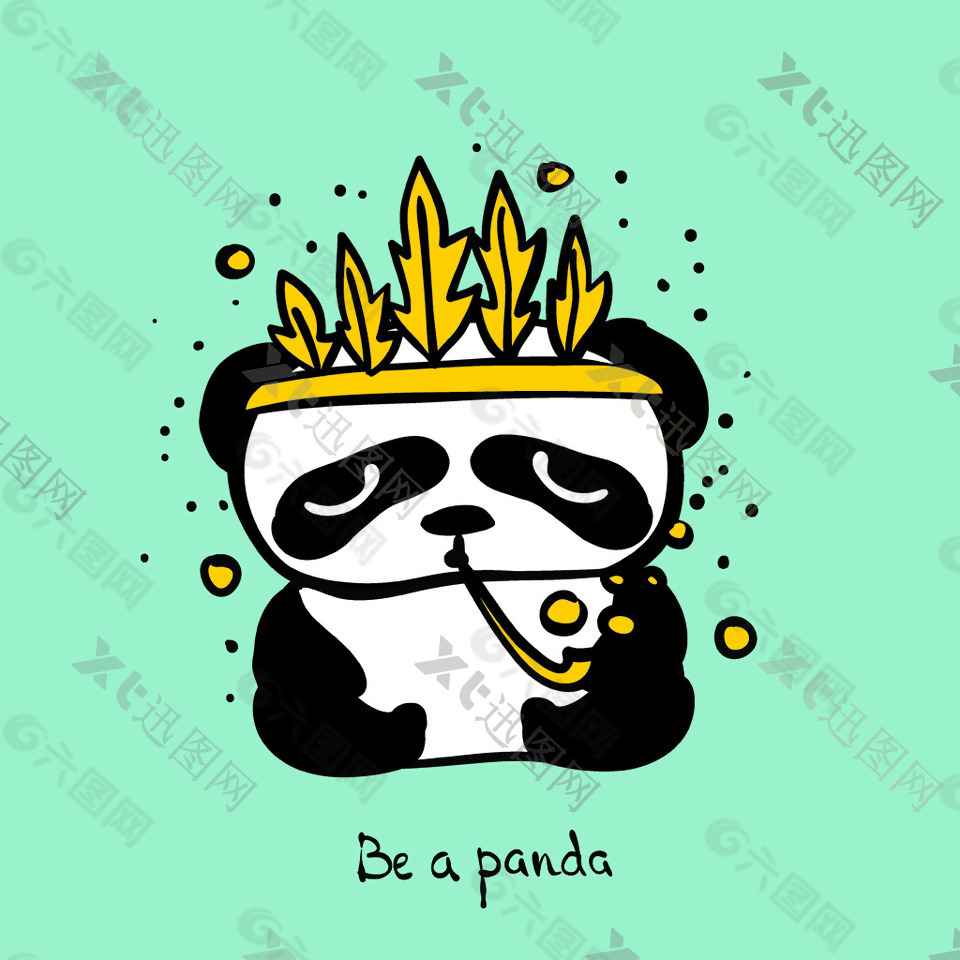 黄巾小熊猫卡通素材