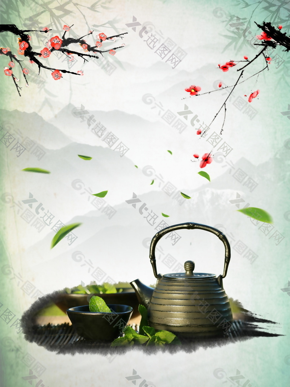 中式古风茶叶文化海报背景设计