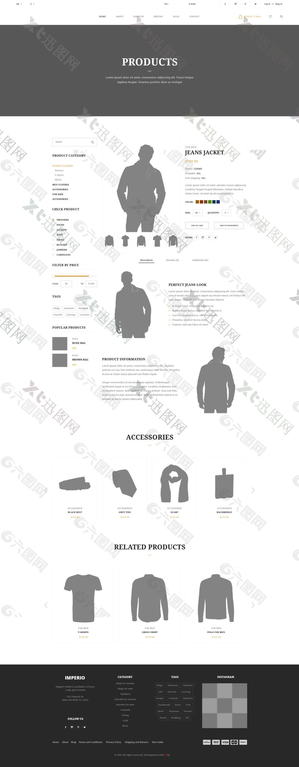 男装商品详情页设计PSD网站模板