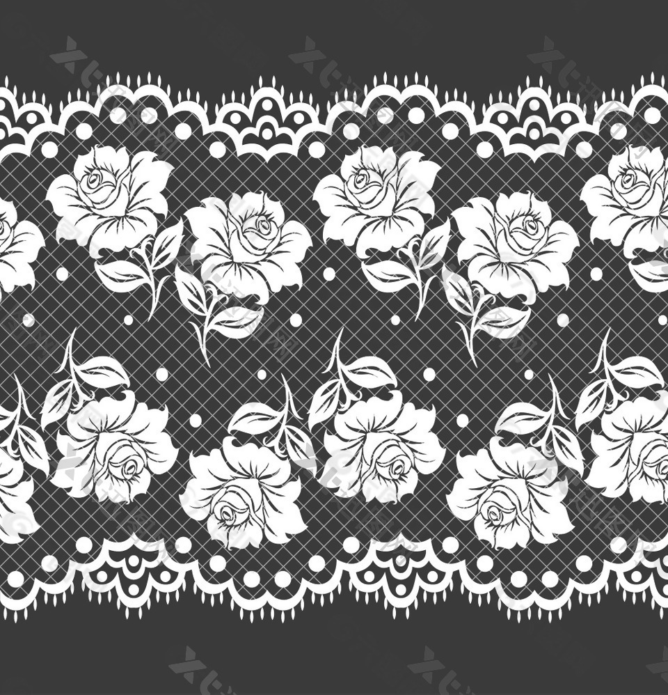 黑白玫瑰花装饰图案