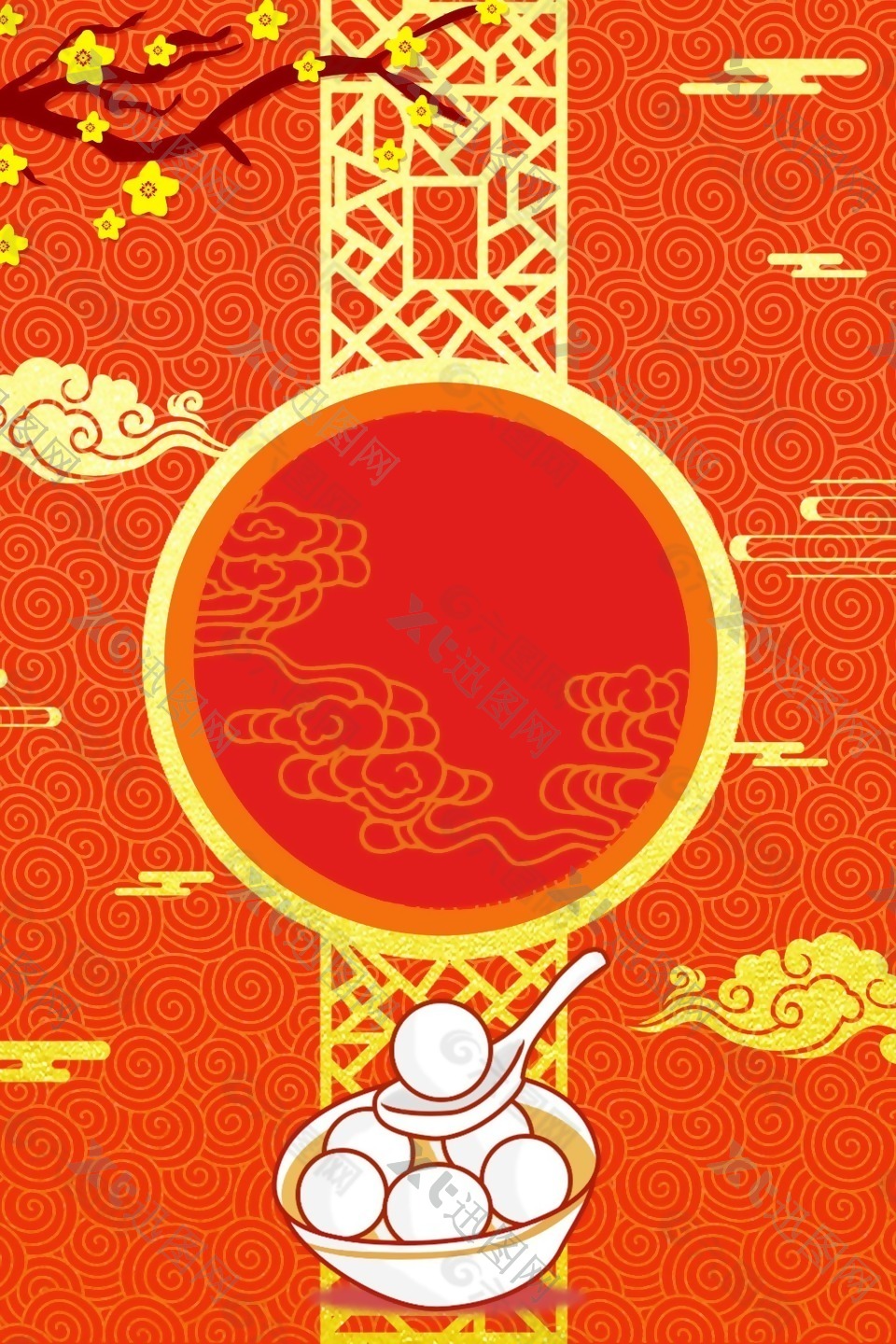 中国风红色梅花节日背景