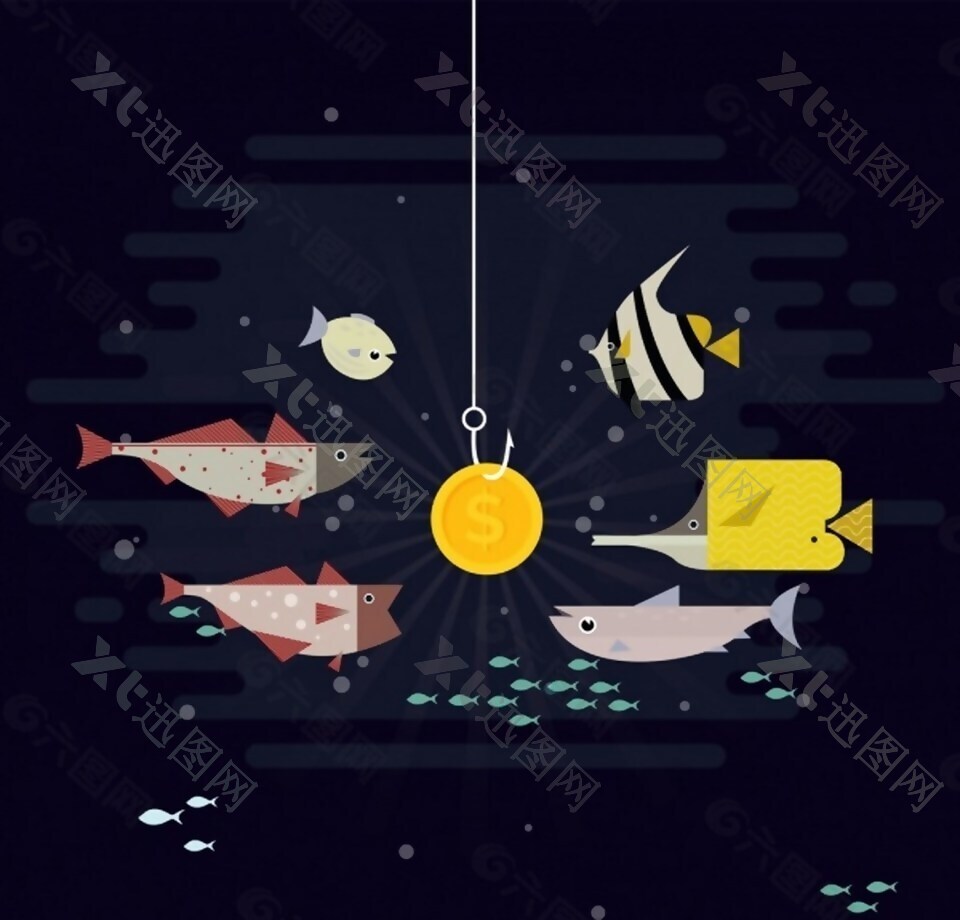 钓鱼鱼饵商业模式广告背景ai素材下载