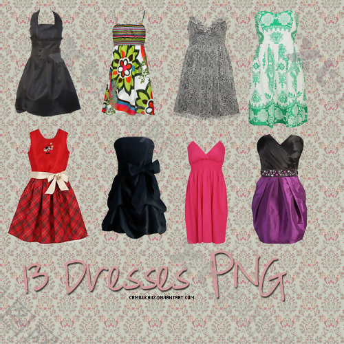 13种时尚女装连衣裙、晚礼服美图秀秀PNG素材包