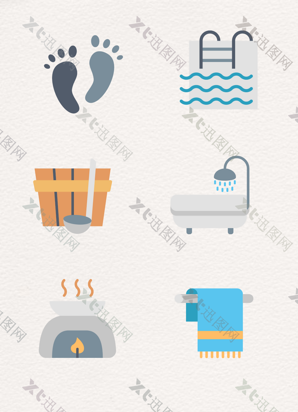 洗澡洗浴卡通图标设计