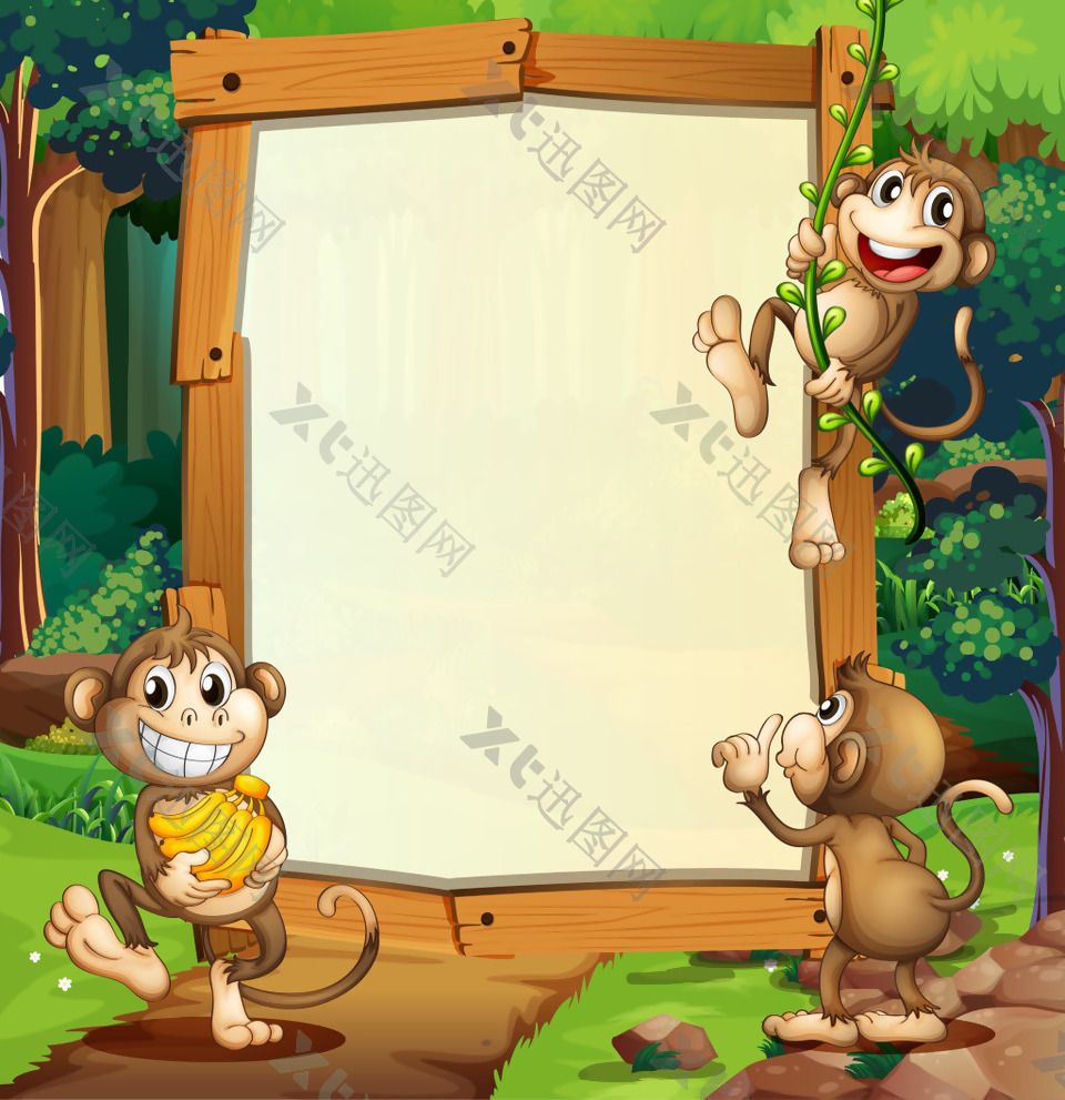 卡通猴子展板