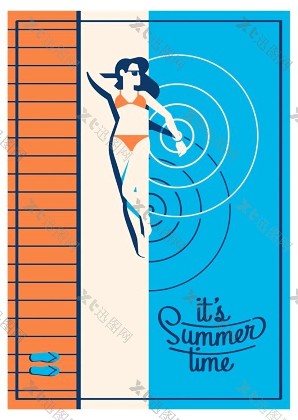 创意海报夏日假期度假矢量海报背景
