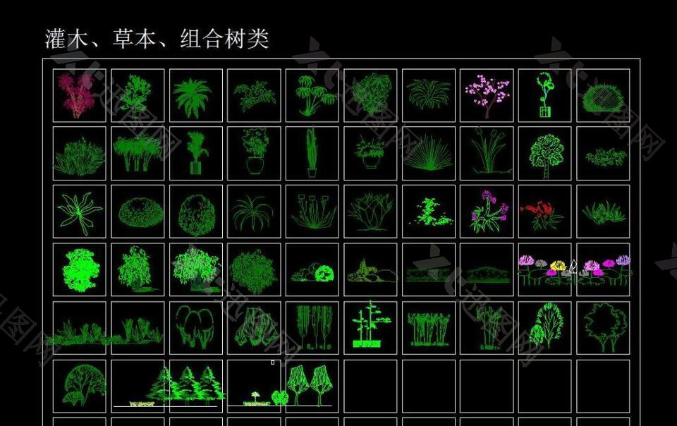 CAD立面树块大全