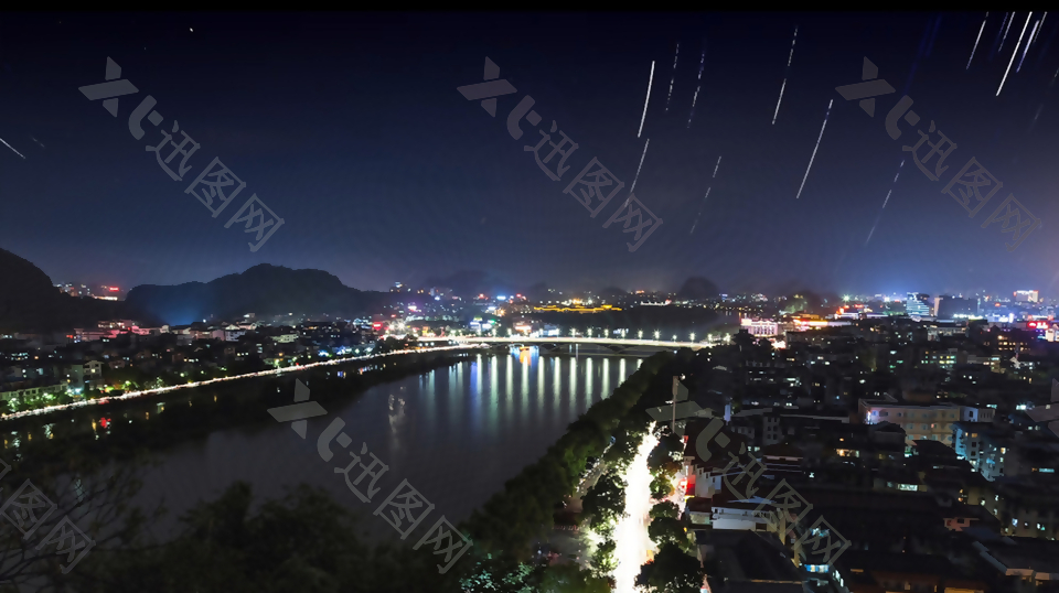 桂林伏波山夜景延时摄影