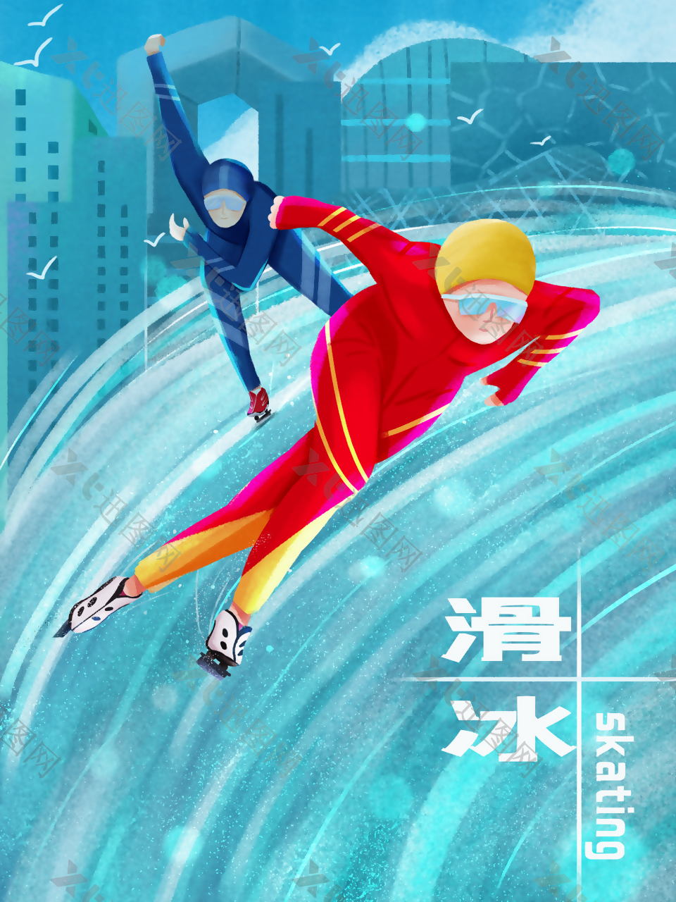 冬季滑冰运动海报设计