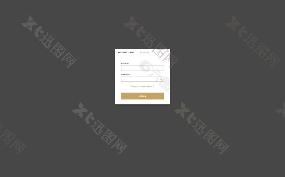 电子商务网站帐户登录注册页面psd模板