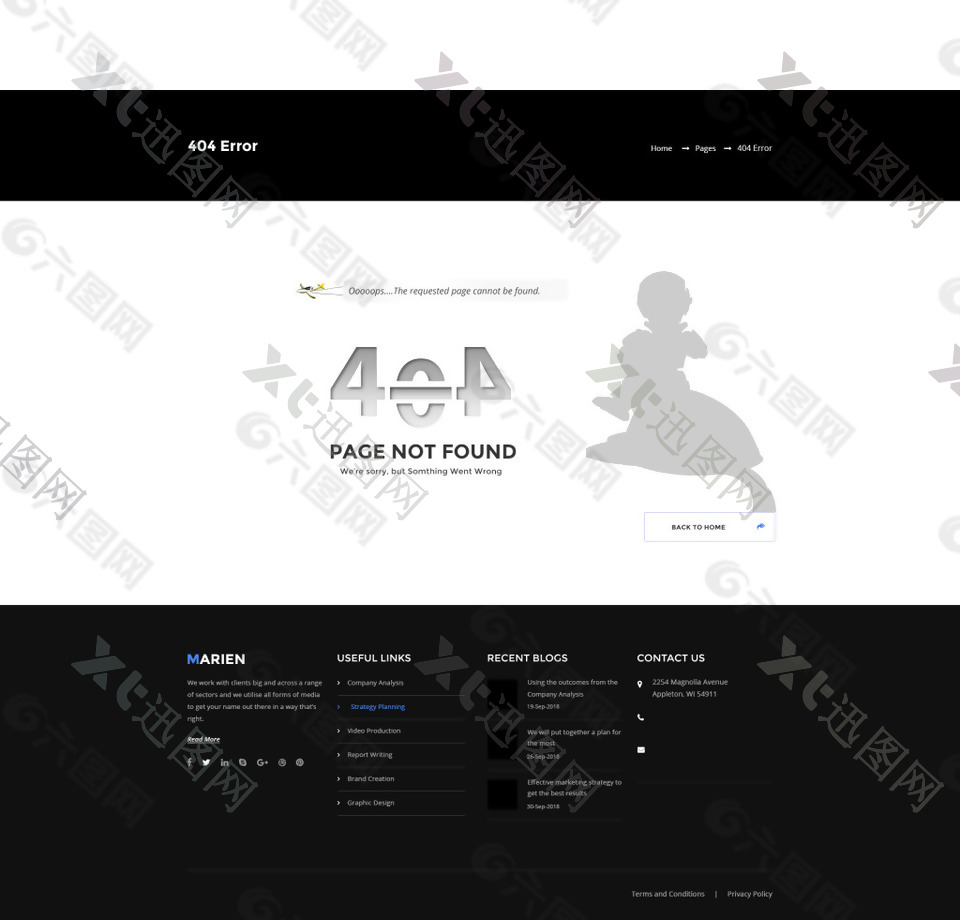 丢失界面404网页界面PSD模板