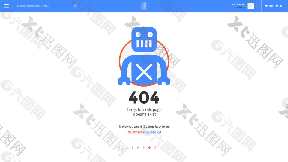 蓝色的企业广告包装设计之404错误界面