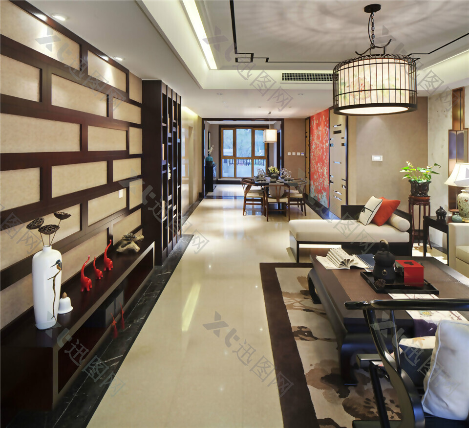 中式经典时尚客厅吊灯效果图