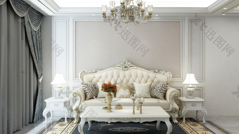 巴德士艺术漆北欧丝绒迷幻金色彩客厅装修效果图