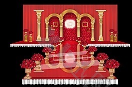红色婚礼舞台效果图