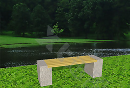 景观设计园林小品木石结合坐凳