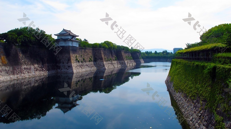 护城河,大阪城堡,日本