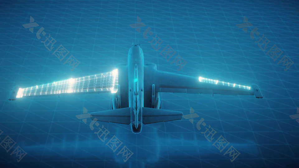 科技炫酷蓝色飞机展示企业宣传素材