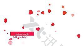 爱心纷飞下的爱情主题图文内容展示AE模板