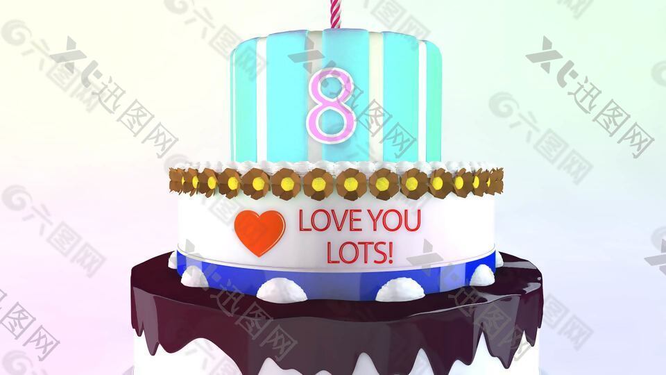 婚礼蛋糕和生日蛋糕的三维展示动画AE模板