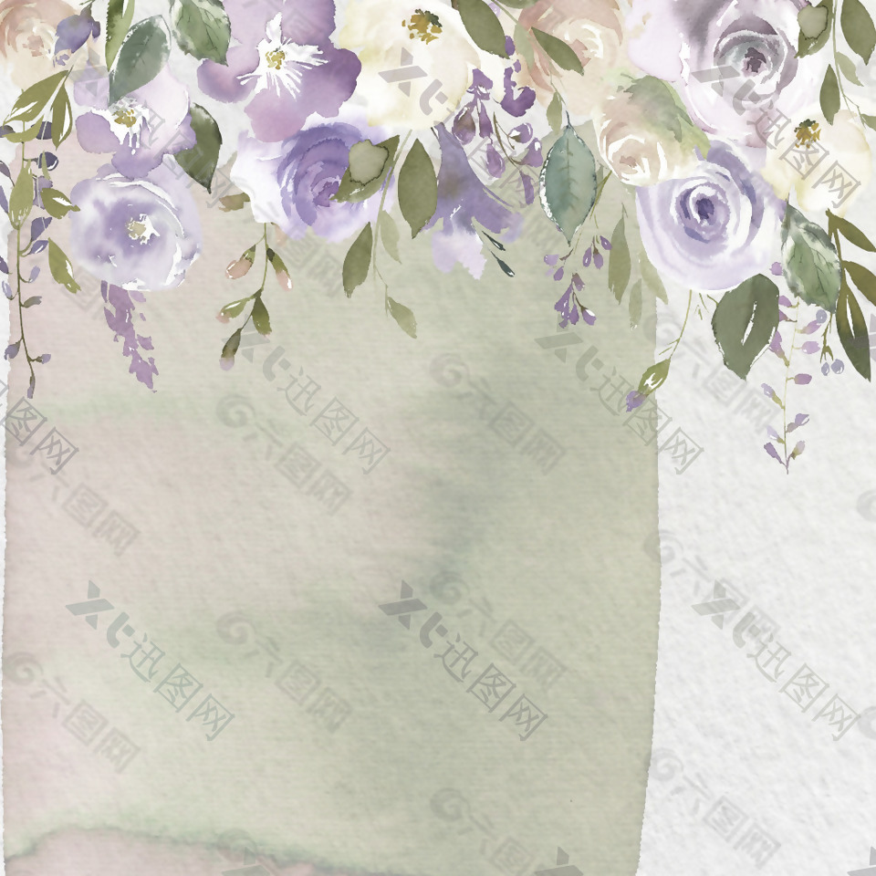 手绘紫色花丝巾背景图jpg背景素材
