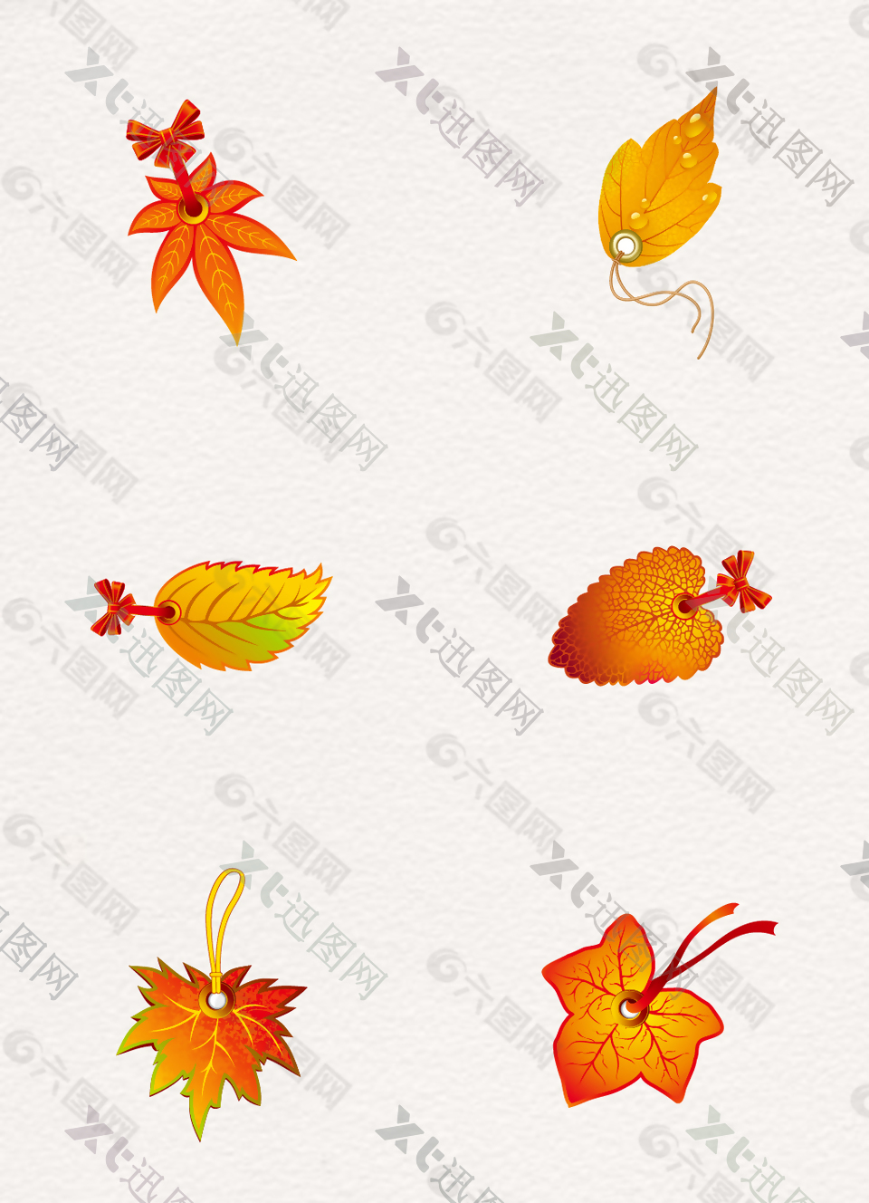 创意手绘秋季树叶吊牌设计