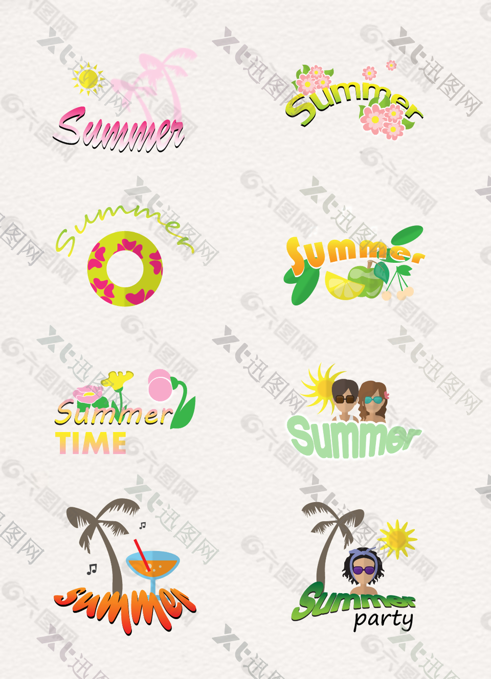 小清新夏日旅行沙滩度假标签设计