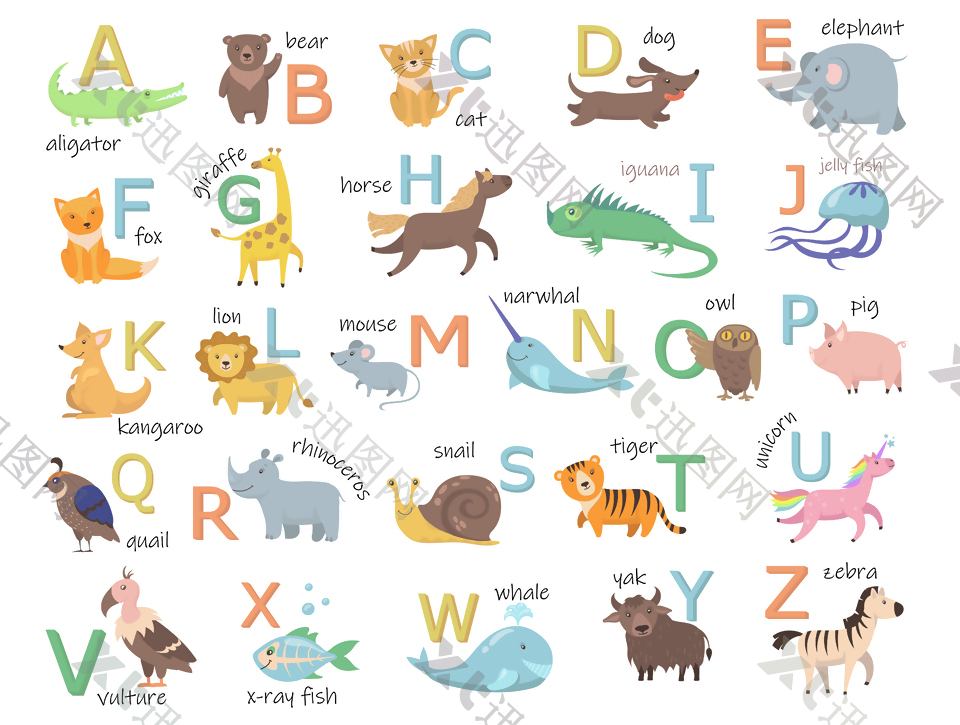 字母 英文 可爱动物